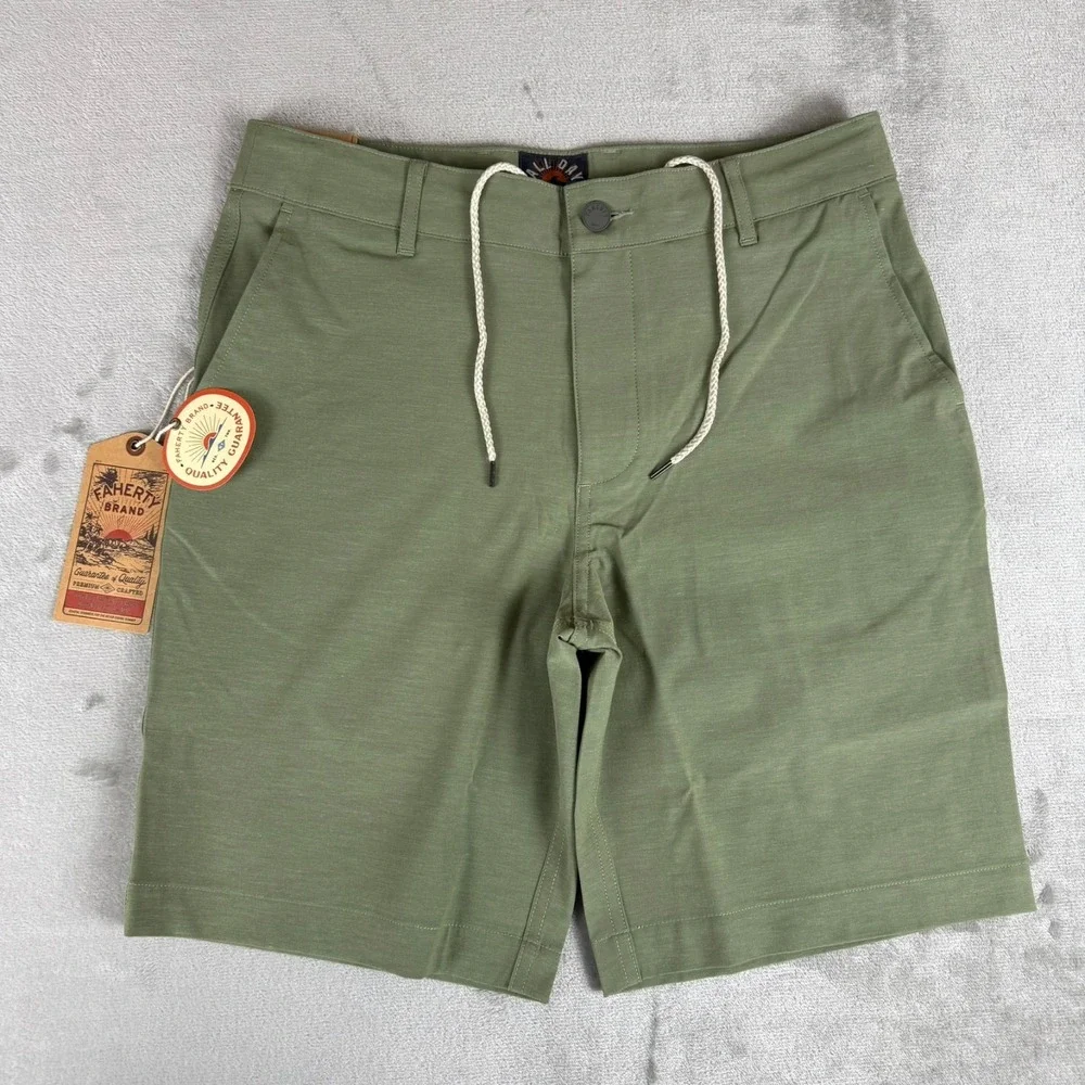 Faherty All-Day Shorts Mens 30 Olive Green 9